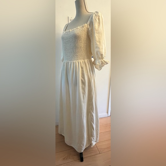 Gap Milk Maid Midi Dress XL Puff Sleeves Buttercup Yellow - Picture 4 of 11